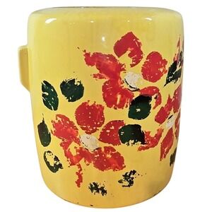 Vintage MCCOY Yellow Cookie‎ Jar with Red flowers - NO LID 8" tall